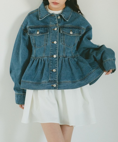 VANNIE U(ヴァニーユー)の「フリルペプラムデニムジャケット(デニムジャケット・レディース・ライトブルー/ブルー・FREE)」の8枚目の写真