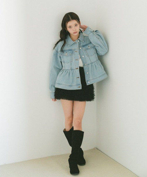 VANNIE U(ヴァニーユー)の「フリルペプラムデニムジャケット(デニムジャケット・レディース・ライトブルー/ブルー・FREE)」の10枚目の写真