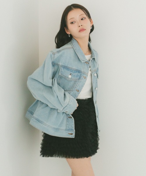 VANNIE U(ヴァニーユー)の「フリルペプラムデニムジャケット(デニムジャケット・レディース・ライトブルー/ブルー・FREE)」の12枚目の写真