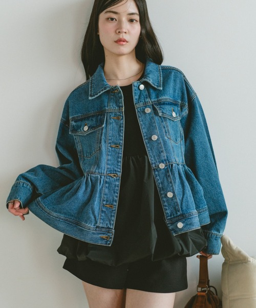 VANNIE U(ヴァニーユー)の「フリルペプラムデニムジャケット(デニムジャケット・レディース・ライトブルー/ブルー・FREE)」の22枚目の写真