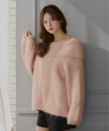 レディースのニット/セーター（ピンク/桃色系・オフショルダー