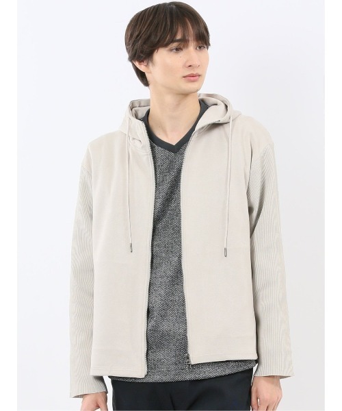 m.f.editorial（エムエフエディトリアル）の「【ストレッチ ややゆったり】m.f.エディトリアル メンズ 起毛 フルジップ パーカー（パーカー・メンズ・ライトグレー/ダークウッド・MEDIUM/LARGE/X-LARGE）」の2枚目の写真