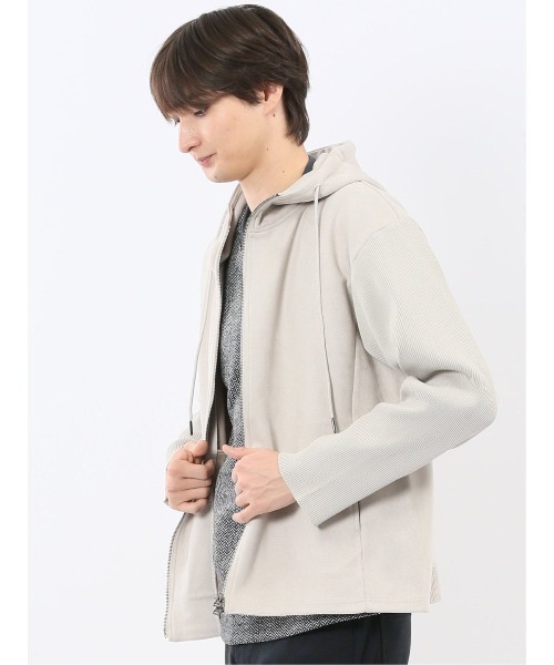 m.f.editorial（エムエフエディトリアル）の「【ストレッチ ややゆったり】m.f.エディトリアル メンズ 起毛 フルジップ パーカー（パーカー・メンズ・ライトグレー/ダークウッド・MEDIUM/LARGE/X-LARGE）」の15枚目の写真