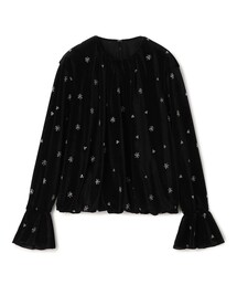BALLSEY（ボールジィ）の「メッシュベロアエンブロイダリー ラッフルカフスブラウス（シャツ/ブラウス・レディース）」