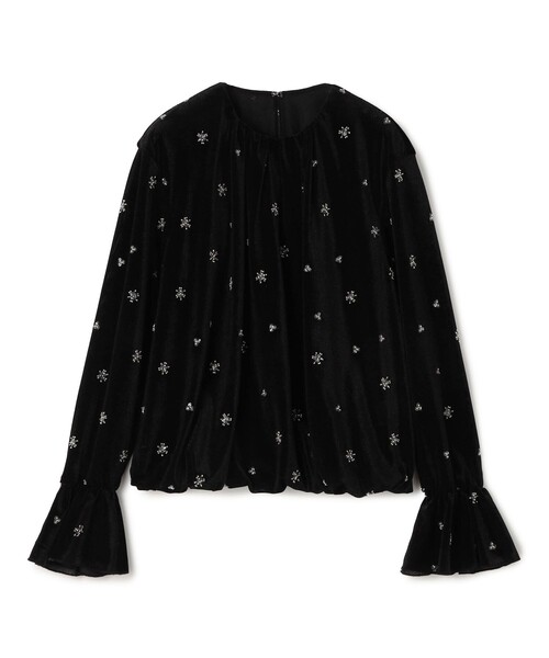 Ballesey メッシュベロアエンブロイダリー ラッフルカフスブラウス メッシュベロアエンブロイダリー ラッフルカフスブラウス（シャツ