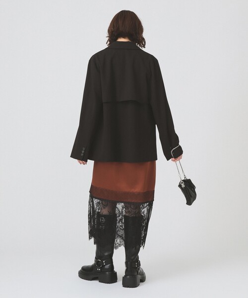 Ray BEAMS（レイビームス）の「サテン レースキリカエ タイト スカート（スカート・レディース・ピンク/ダークブラウン・0/1）」の5枚目の写真