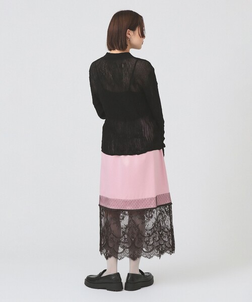 Ray BEAMS（レイビームス）の「サテン レースキリカエ タイト スカート（スカート・レディース・ピンク/ダークブラウン・0/1）」の9枚目の写真