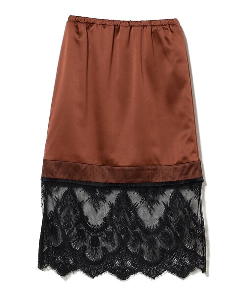 Ray BEAMS（レイビームス）の「サテン レースキリカエ タイト スカート（スカート・レディース・ピンク/ダークブラウン・0/1）」の11枚目の写真