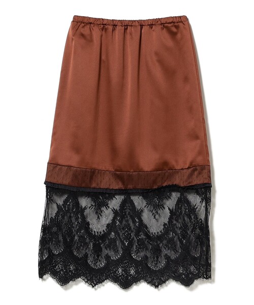Ray BEAMS（レイビームス）の「サテン レースキリカエ タイト スカート（スカート・レディース・ピンク/ダークブラウン・0/1）」の13枚目の写真