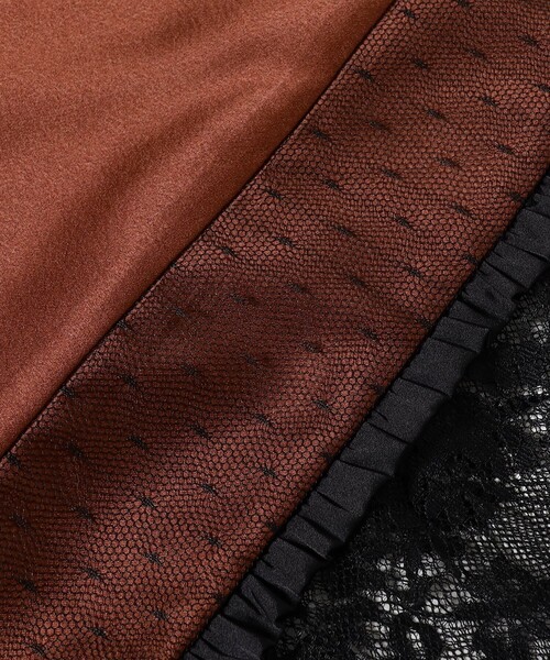 Ray BEAMS（レイビームス）の「サテン レースキリカエ タイト スカート（スカート・レディース・ピンク/ダークブラウン・0/1）」の14枚目の写真