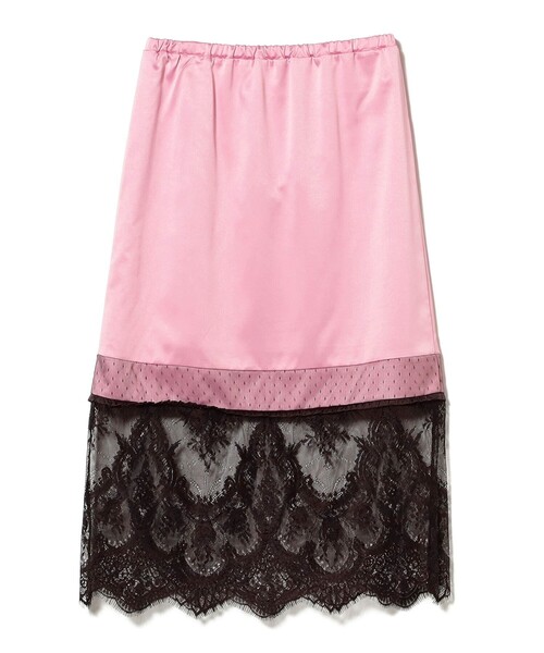 Ray BEAMS（レイビームス）の「サテン レースキリカエ タイト スカート（スカート・レディース・ピンク/ダークブラウン・0/1）」の15枚目の写真