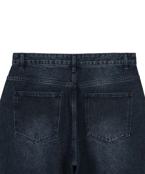EXCONTAINER(エックスコンテナ)の「ディープウォッシングワイドデニムパンツ (WASHED DARK BLUE)(デニムパンツ・メンズ・その他・SMALL/MEDIUM/LARGE/X-LARGE)」の4枚目の写真