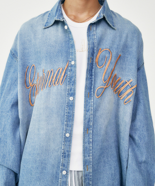 FROM ARLES(フロムアルル)の「メガサイズウォッシュドデニムシャツ / DENIM(シャツ/ブラウス・メンズ・ブルー系その他・OS)」の2枚目の写真