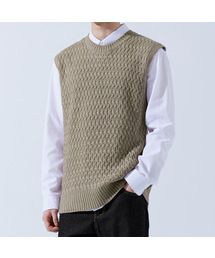 TOPBOY（トップボーイ）の「レギュラーフィット鉄条網ラウンドニットベストブラウン（ベスト）」