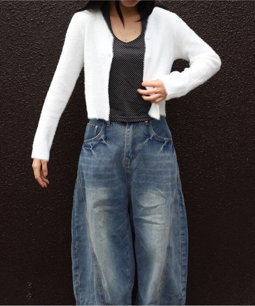 Vini（ヴィニ）の「もこもこシャギーニットクロップドカーディガン（カーディガン/ボレロ・レディース・グレー/ホワイト/ブラック・FREE）」の18枚目の写真