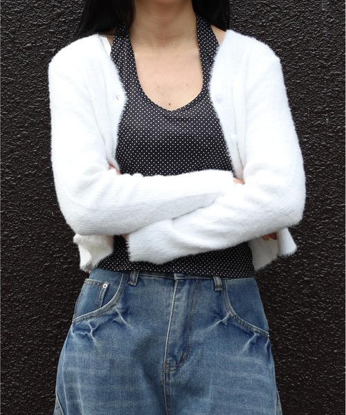 Vini（ヴィニ）の「もこもこシャギーニットクロップドカーディガン（カーディガン/ボレロ・レディース・グレー/ホワイト/ブラック・FREE）」の17枚目の写真