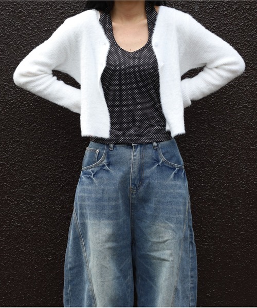 Vini（ヴィニ）の「もこもこシャギーニットクロップドカーディガン（カーディガン/ボレロ・レディース・グレー/ホワイト/ブラック・FREE）」の19枚目の写真