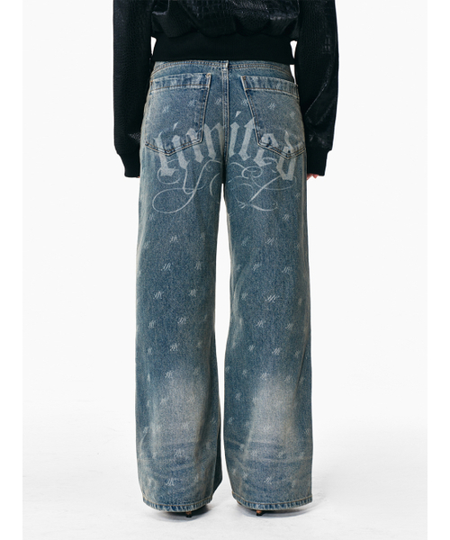 YEEL（ワイイーイーエル）の「LOGO PRINT PANELED PANTS BLUE（デニムパンツ・レディース・その他・SMALL/MEDIUM）」の3枚目の写真