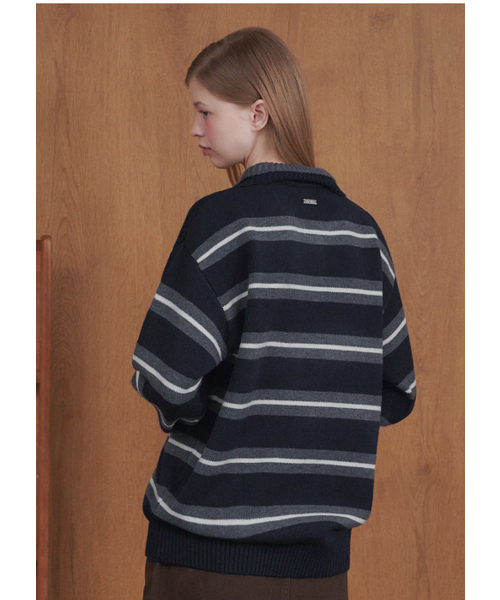 MICANE(ミケーネ)の「トビー ストライプカラー ニット(ニット/セーター・レディース・チャコール/ネイビー・SMALL/MEDIUM/LARGE/X-LARGE)」の16枚目の写真