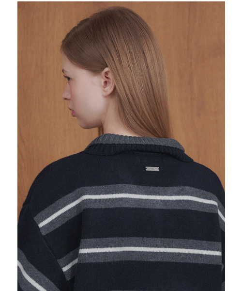 MICANE(ミケーネ)の「トビー ストライプカラー ニット(ニット/セーター・レディース・チャコール/ネイビー・SMALL/MEDIUM/LARGE/X-LARGE)」の17枚目の写真