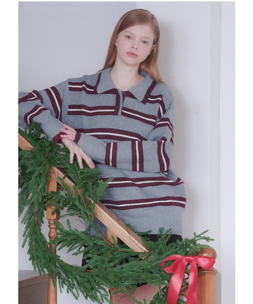 MICANE(ミケーネ)の「トビー ストライプカラー ニット(ニット/セーター・レディース・チャコール/ネイビー・SMALL/MEDIUM/LARGE/X-LARGE)」の10枚目の写真