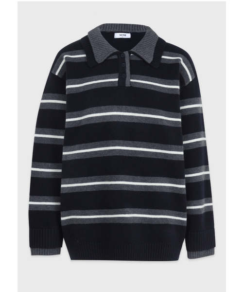 MICANE(ミケーネ)の「トビー ストライプカラー ニット(ニット/セーター・レディース・チャコール/ネイビー・SMALL/MEDIUM/LARGE/X-LARGE)」の13枚目の写真