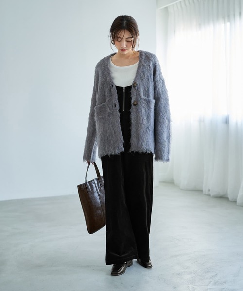 STYLE DELI(スタイルデリ)の「コーデュロイワイドサロペット(サロペット/オーバーオール・レディース・パープル/ブラック・01/02)」の20枚目の写真