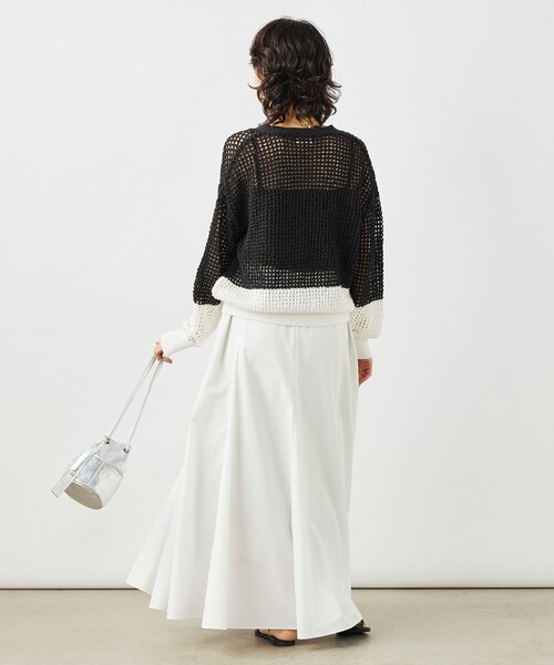 NOLLEY’S(ノーリーズ)の「《手洗い可能》テープメッシュ編Vネックカーディガン(カーディガン/ボレロ・レディース・オフホワイト/ブラック・38)」の17枚目の写真