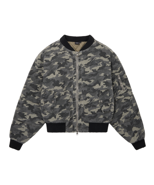 AAKAM MA-1ジャケット 2サイズ セール】Distressed Cotton MA-1 Jacket (Camo)（MA-1）｜AAKAM