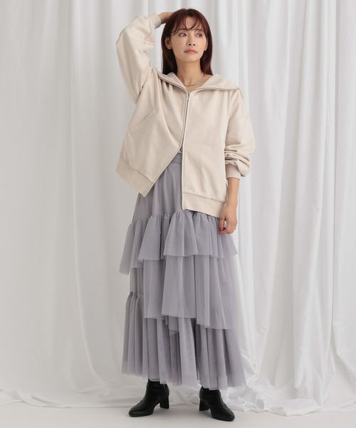 mysty woman（ミスティウーマン）の「チュールティアードスカート 636955（スカート・レディース・チャコールグレー/ライトグレー/アイボリー・FREE）」の15枚目の写真