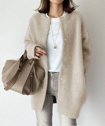 CHUL（チュル）の「ノーカラーコート／ふんわり起毛／体型カバー（ノーカラーコート）」