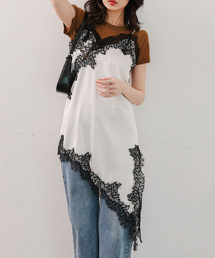 KOBE LETTUCE（コウベレタス）の「サテンレースアシメロングキャミソール（キャミソール）」