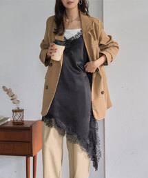 KOBE LETTUCE | サテンレースアシメロングキャミソール(キャミソール)