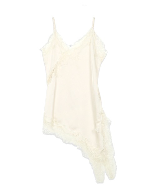 KOBE LETTUCE（コウベレタス）の「サテンレースアシメロングキャミソール（キャミソール・レディース・アイボリー/ブラック/ブラウン・M）」の12枚目の写真