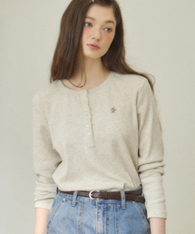 ロゴヘンリーネックスリーブTシャツ - オートミール