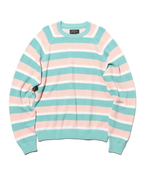 BEAMS PLUS(ビームスプラス)の「Crew Light Multi Stripe(ニット/セーター・メンズ・サックスブルー/ピンク・X-LARGE/SMALL/MEDIUM/LARGE)」の6枚目の写真