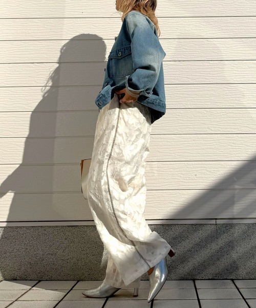 Q（キュー）の「ジャガードワイドパンツ（その他パンツ・レディース・アイボリー/ブラック・MEDIUM）」の11枚目の写真