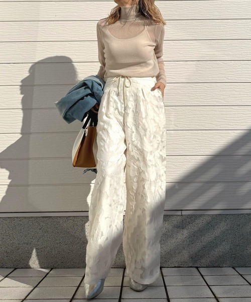 Q（キュー）の「ジャガードワイドパンツ（その他パンツ・レディース・アイボリー/ブラック・MEDIUM）」の15枚目の写真