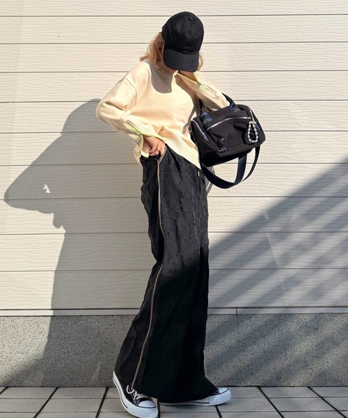 Q（キュー）の「ジャガードワイドパンツ（その他パンツ・レディース・アイボリー/ブラック・MEDIUM）」の12枚目の写真