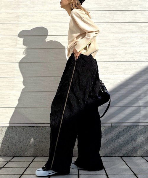 Q（キュー）の「ジャガードワイドパンツ（その他パンツ・レディース・アイボリー/ブラック・MEDIUM）」の13枚目の写真