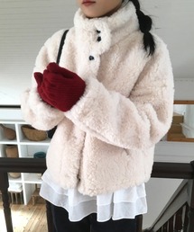 モコモコシングルブレストコート