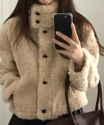 モコモコシングルブレストコート