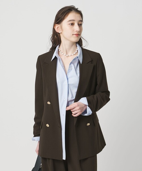 UNITED ARROWS(ユナイテッドアローズ)の「T/W 4ボタン ジャケット(テーラードジャケット・レディース・オフホワイト/ダークブラウン/ネイビー・38/36/34)」の2枚目の写真