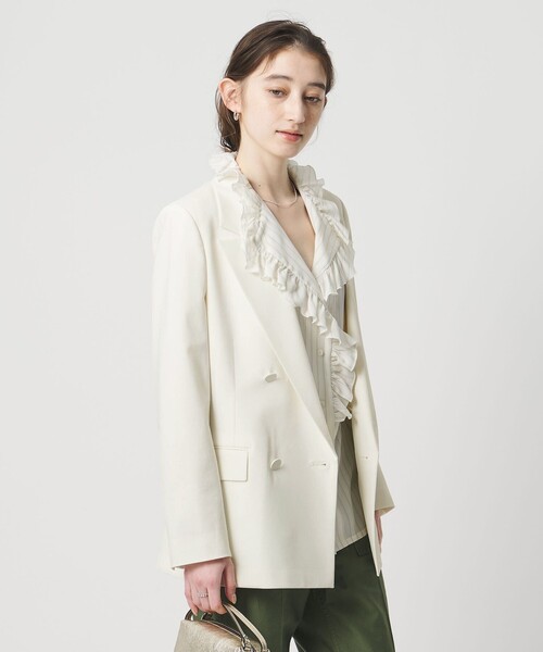 UNITED ARROWS(ユナイテッドアローズ)の「T/W 4ボタン ジャケット(テーラードジャケット・レディース・オフホワイト/ダークブラウン/ネイビー・38/36/34)」の1枚目の写真