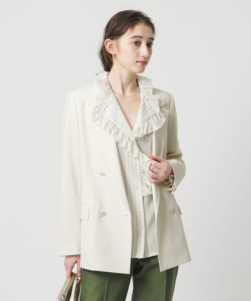 UNITED ARROWS(ユナイテッドアローズ)の「T/W 4ボタン ジャケット(テーラードジャケット・レディース・オフホワイト/ダークブラウン/ネイビー・38/36/34)」の4枚目の写真