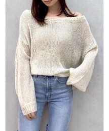 バックリボンスパンコールモヘアタッチニット