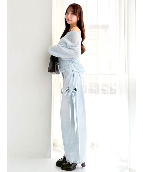 dazzlin(ダズリン)の「バックリボンスパンコールモヘアタッチニット(ニット/セーター・レディース・ブルー/ミント/ベージュ/ピンク/オフホワイト・FREE)」の22枚目の写真