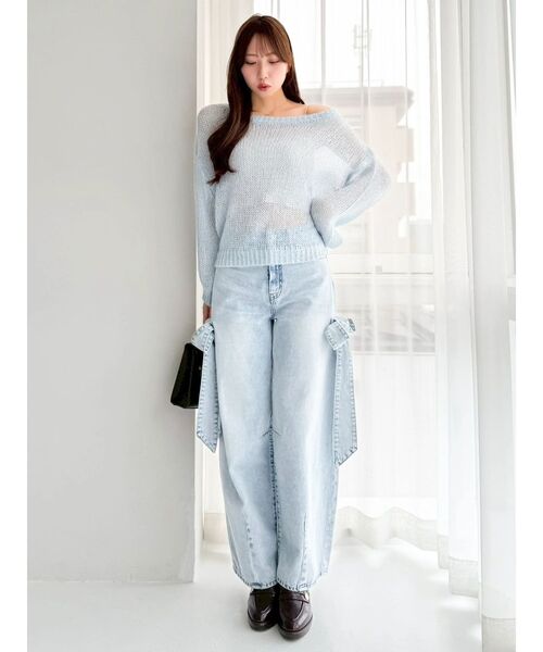 dazzlin(ダズリン)の「バックリボンスパンコールモヘアタッチニット(ニット/セーター・レディース・ブルー/ミント/ベージュ/ピンク/オフホワイト・FREE)」の21枚目の写真