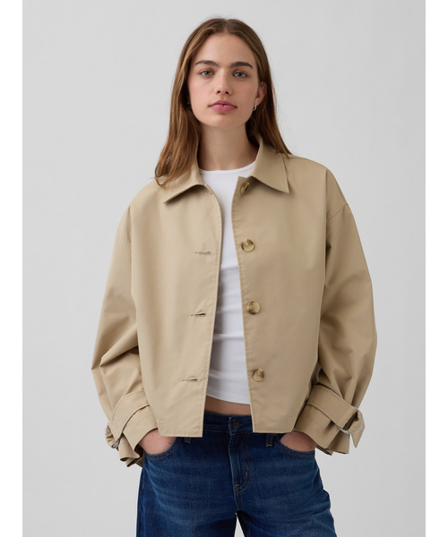 GAP(ギャップ)の「オーバーサイズ クロップド トレンチジャケット(その他アウター・レディース・ベージュ・XS/S/M/L)」の1枚目の写真
