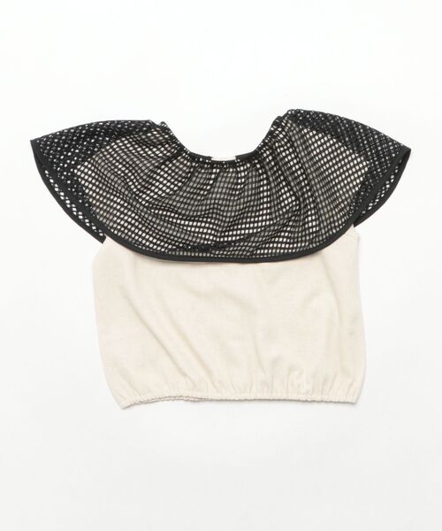 maarook（マルーク）の「杢ツイルメッシュケープ衿ブラウス（シャツ/ブラウス・キッズ・オートミール・140cm/150cm/160cm）」の2枚目の写真